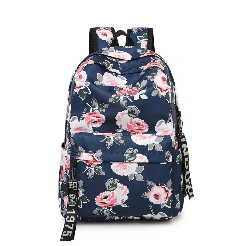 Diomo skoletaske til kvinder blomst pæon mønster rygsæk skoletaske til piger vintage taske: Pæonblå