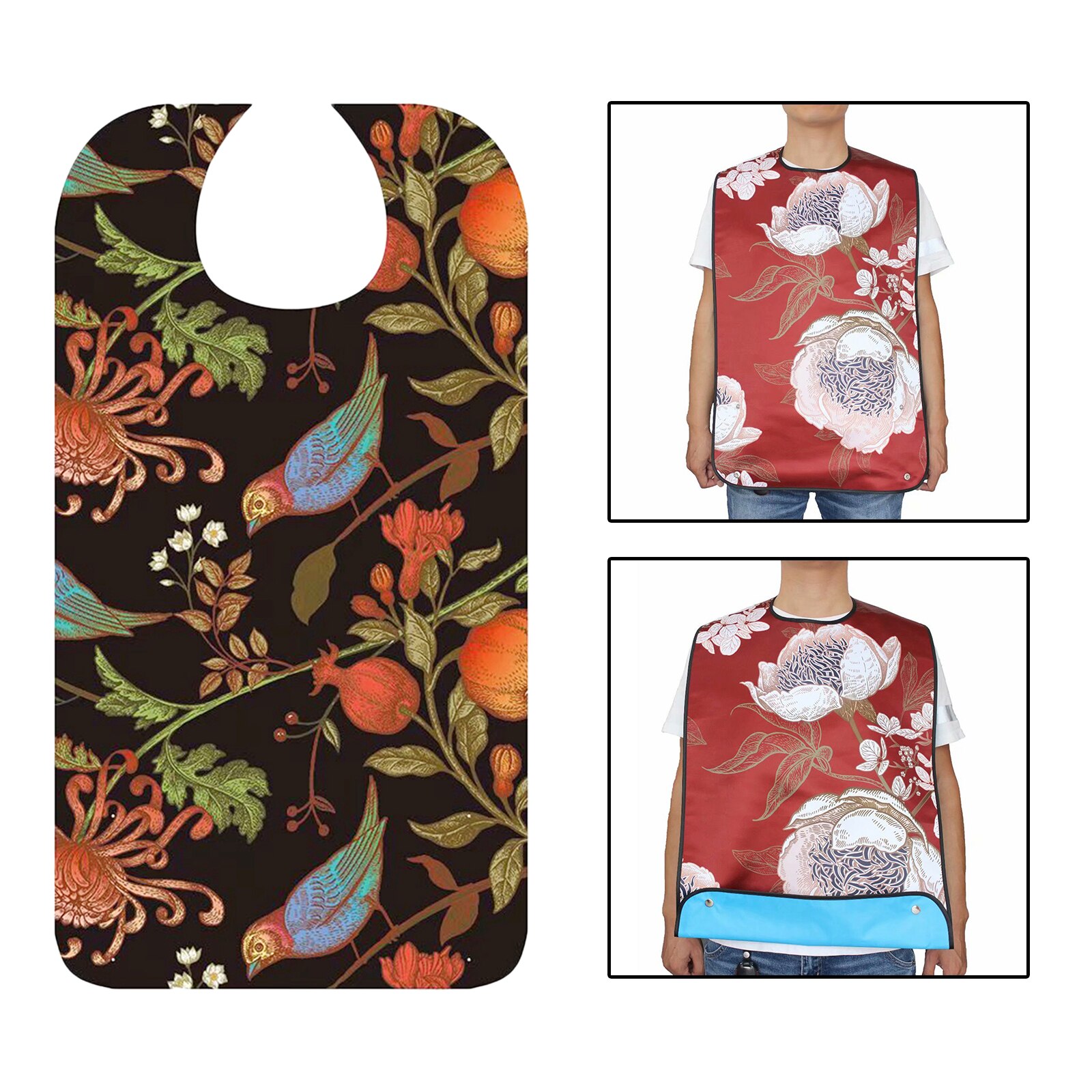 Etenstijd Pvc Afdrukken Katoen Verstelbare Bib Crumb Voor Vrouwen Ouderen Patiënten