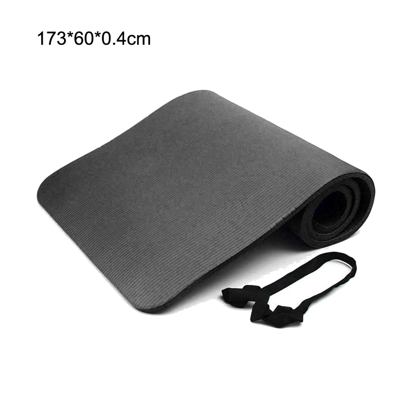 Halkfria yogamattor för fitness smaklös pilates picknick campingremmar gym fitness träningsdynor matta med bandage hotsale: Svart