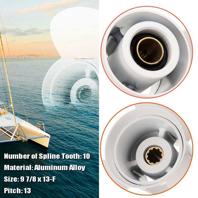 664-45949-02-El Marine Boat Outboard Propeller 9 7/8 X 13 For Yamaha 20-30Hp Right-Hand Rotation 3 Blades White