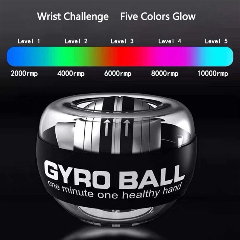 LED Wrist Power Hand Ball Self-starting Powerball with Counter Arm Hand Muscle Force Trainer Exercise Equipment Exercising: Auburn