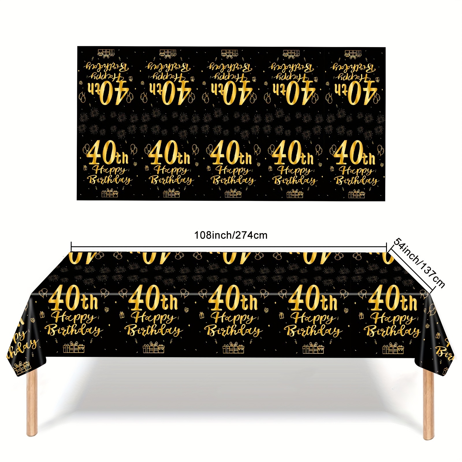 Happy Birthday 40 Year Old Disposable Tableware Black Gold Plate Tablecloth Banner For 40th Birthday Party Decorations Supplies: DEEP BLUE