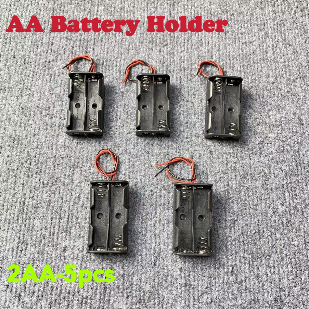 5-10PCS AA Power Battery Storage Case Holder Storage Box Multi Purposes DIY AA Battery Holder LR6 Container With Lead Cables: green