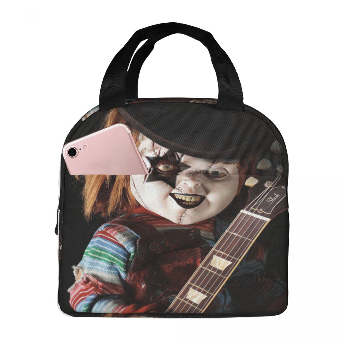 He Wants You For A Best Friend Chucky Lunch Bags Horror Portable Insulated Cooler Child's Play Thermal Picnic Work Lunch Box: army green