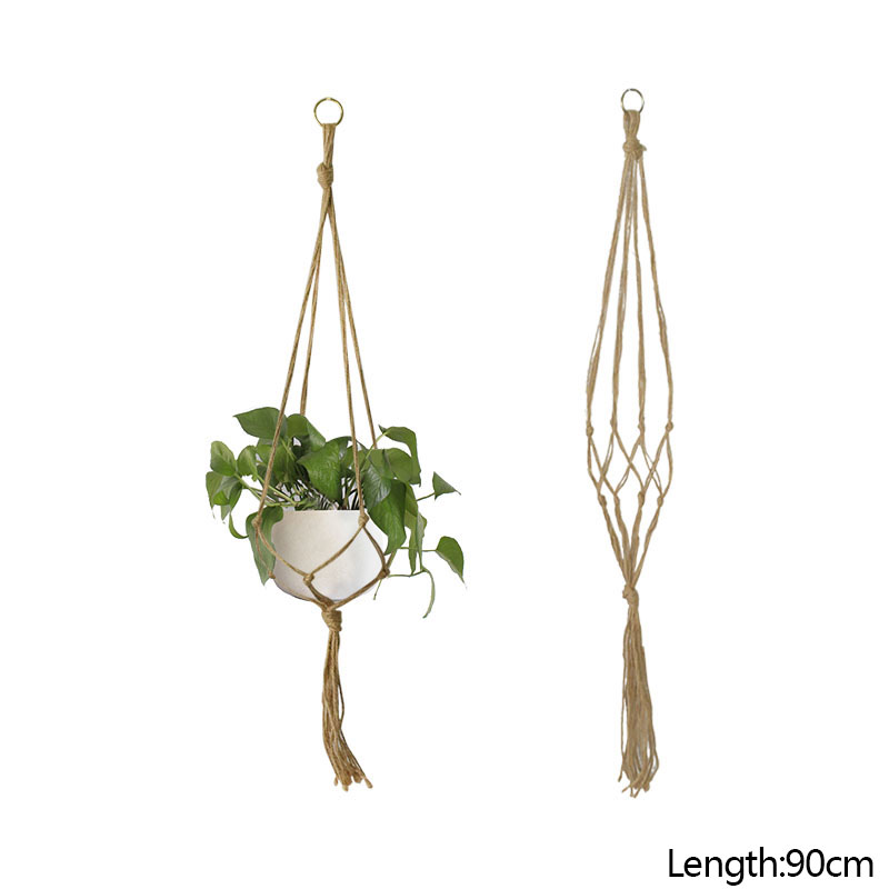 Panier suspendu en corde de coton et de chanvre pour plantes, Pot de fleur en macramé fait à la main, cintre pour plantes, fournitures de décoration intérieure et extérieure pour jardin de maison: kaki foncé