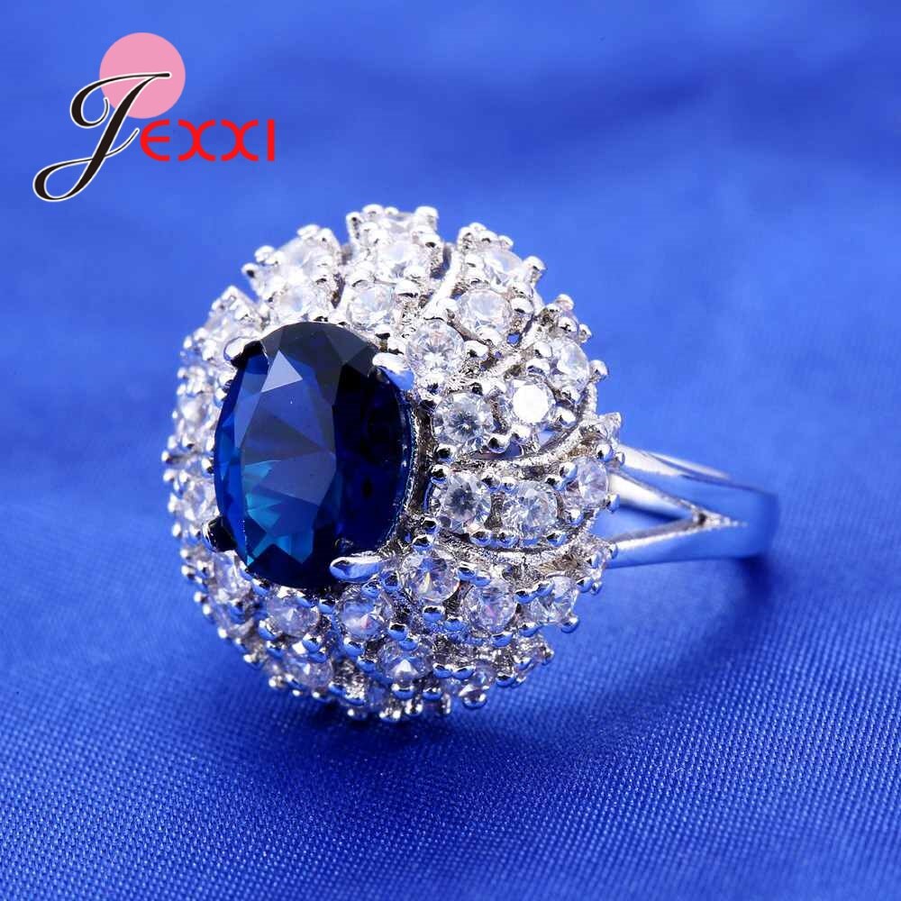 925 Sterling Silber Ehering - Weißer CZ Zirkon - Runde Form - Spannungsfassung - Für Damen