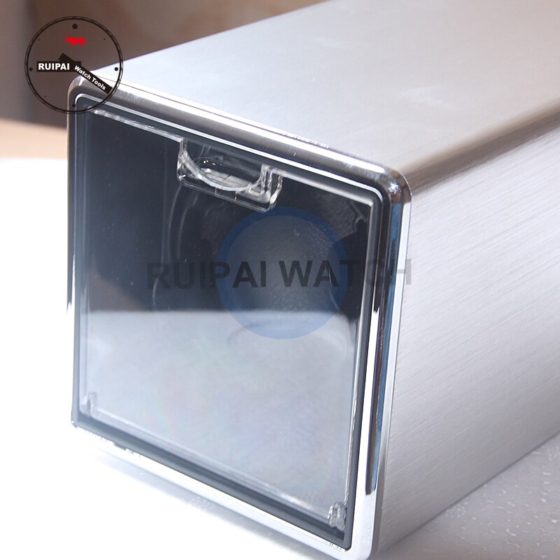 Silver metal wire-drawing Watch Winder Automatic Rotating Watch Winder Acrylic Top Cover Watch Winder