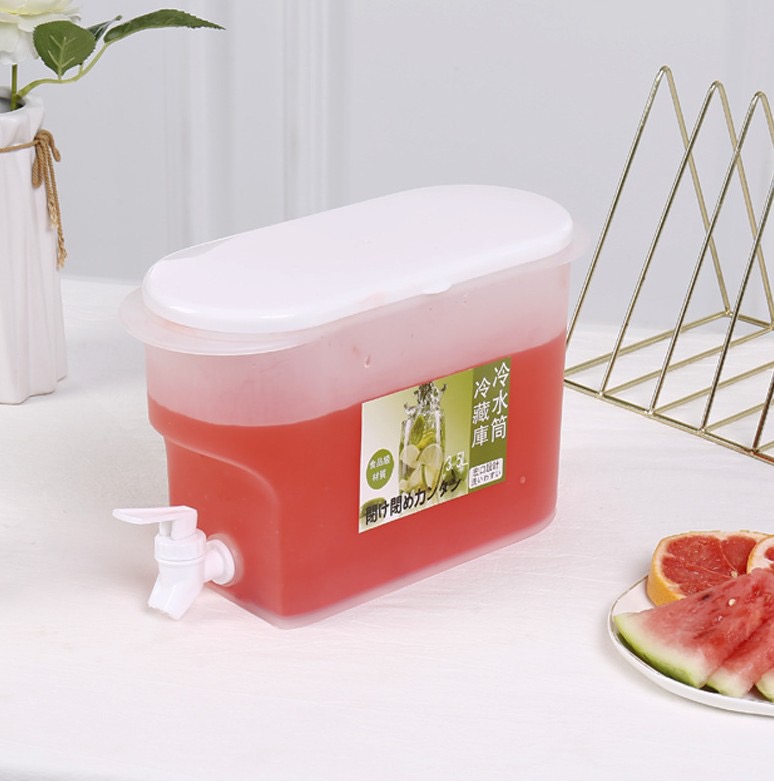 3.5L Water Jug with Faucet Refrigerator Cold Kettle with Tap Lemonade Bottle Drinkware Beverage Dispenser Juice Cold Soak Bottle: 1 Faucet