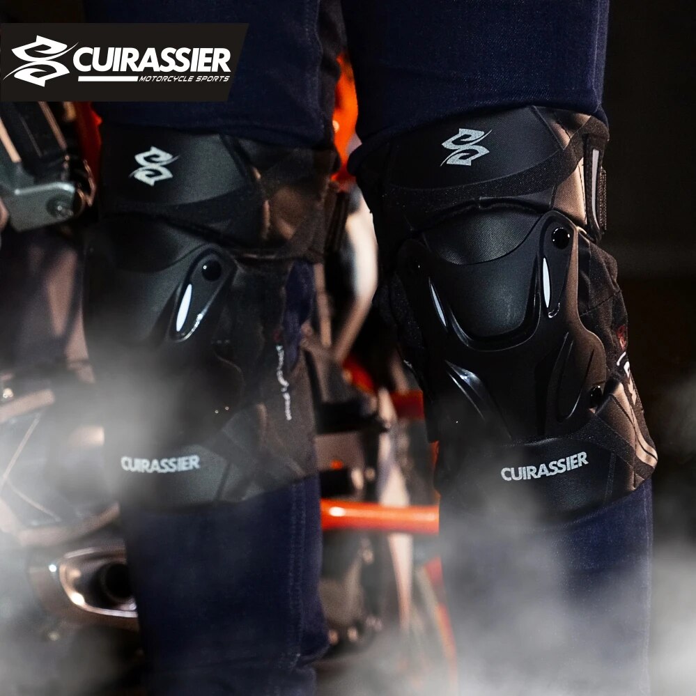 CUIRASSIER Schutz-Motorrad-Knieschoner, Motorrad-Knieschoner, MX-Schutz, verstellbar, Renngeschützer, Schutz, Nacht, reflektierend