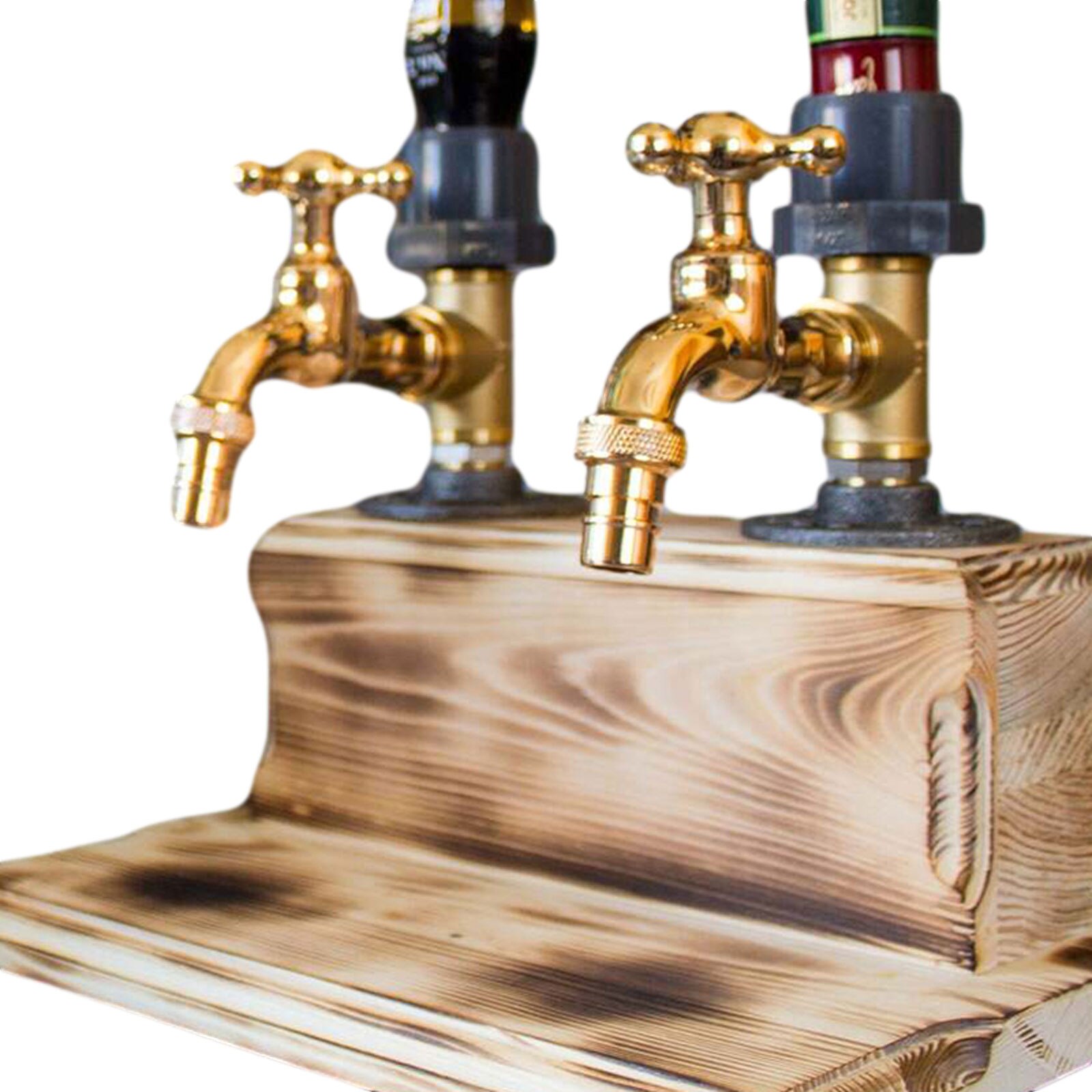 Father's Day Whiskey Dispenser Wood Faucet Shape Dispenser for Party, Bar, Beverage Station: Navy Blue