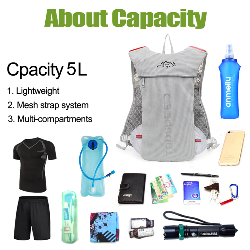 Sac à dos ultraléger pour hommes, gilet d&#39;hydratation, de Jogging, respirant, pour Marathon, vélo, bouteille d&#39;eau, 5l, 500ML