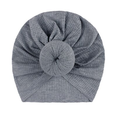 Neugeborenen Baby Stricken Hut mit Donuts Bogen Infant Krankenhaus Hut Baby Warm Beanie Bögen für Headwear Strick Headwrap Turban: GRAY