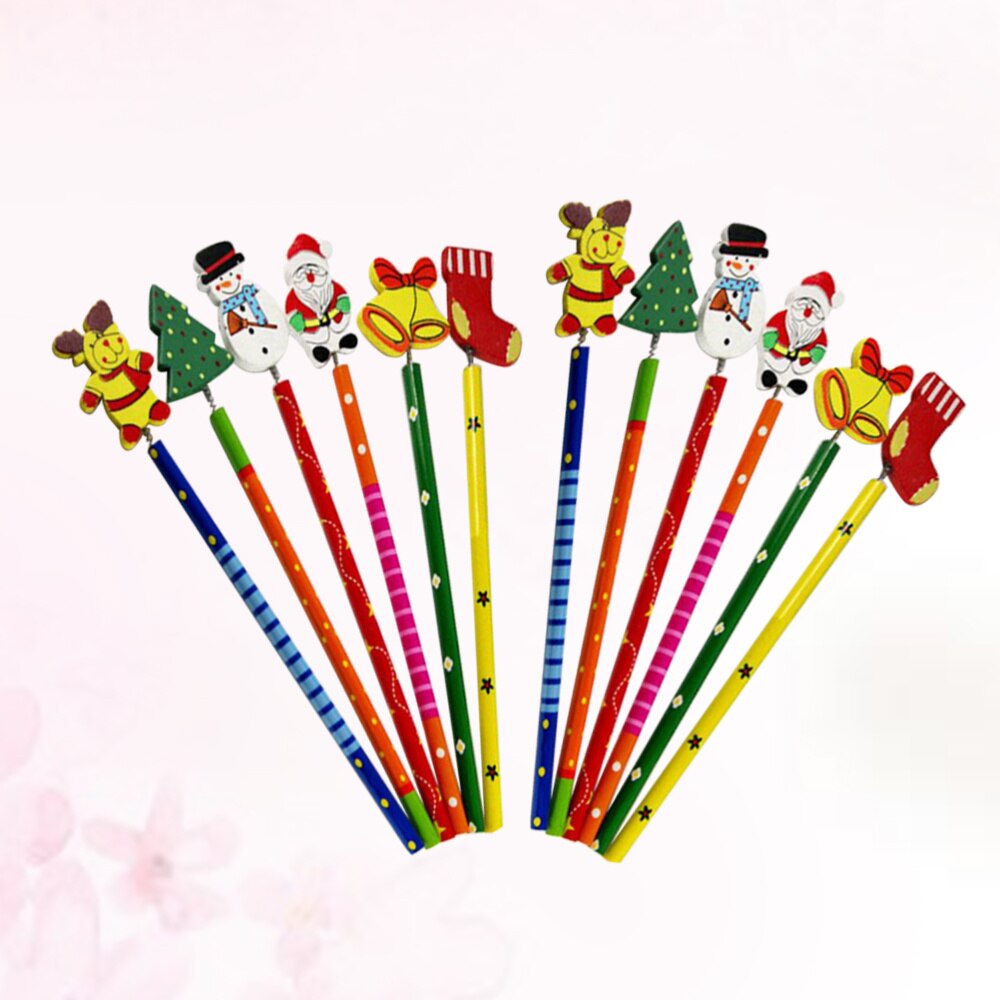12 Stuks Potloden Mooie Cartoon Kerst Potlood Schoolbenodigdheden Voor Kinderen Kids