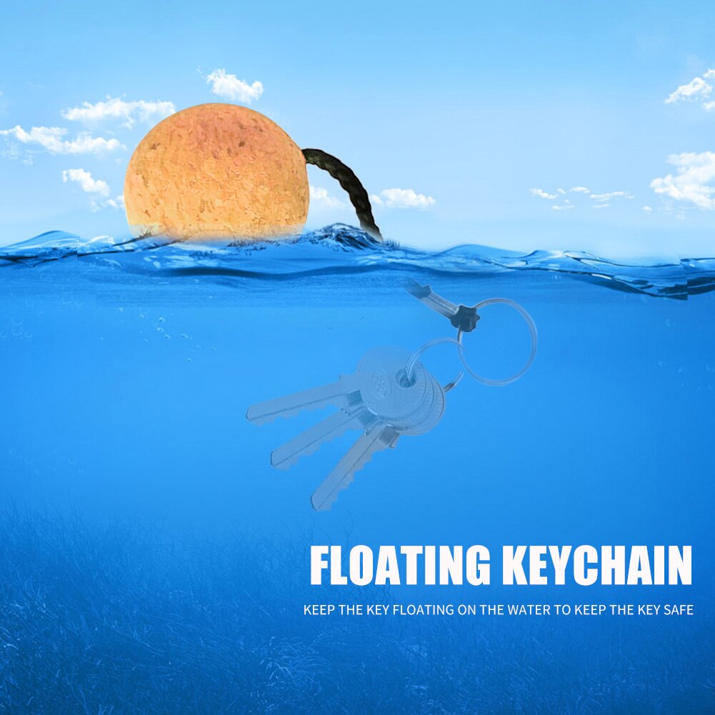LLavero de corcho flotante para barco de navegación marina, bola flotante de agua de 50mm, llavero de corcho flotante para kayak