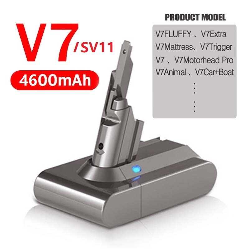 Suitable for Dyson V7 FLUFFY V7 Animal V7 Pro vacuum cleaner replacement battery 21.6V 4.0Ah lithium ion rechargeable battery: 4600mAh