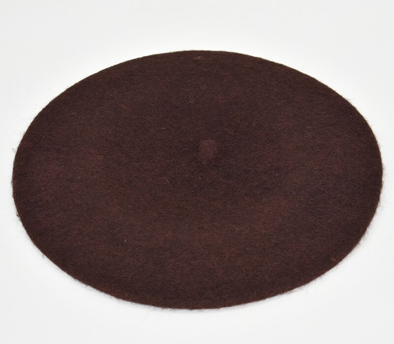 DOUBCHOW Women's Light Weight Artist French Style Beret Hats Teenage Girls Wool Blending Solid Color Pink Purple Baret Flat Hat: Brown