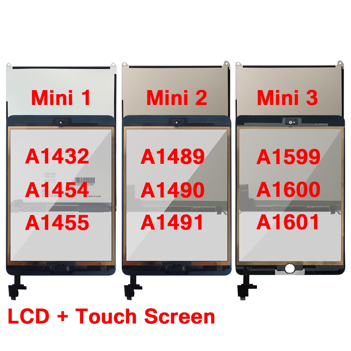 LCD Touch Screen Digitizer Display For APPLE iPad Mini1 Mini2 Mini3 A1432 A1454 A1455 A1489 A1490 A1491 A1600 A1601 Mini 1 2 3