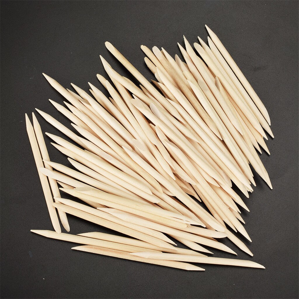 100 Stuks Houten Stok Cuticle Pusher Sticks, Verwijder Gel Nagellak