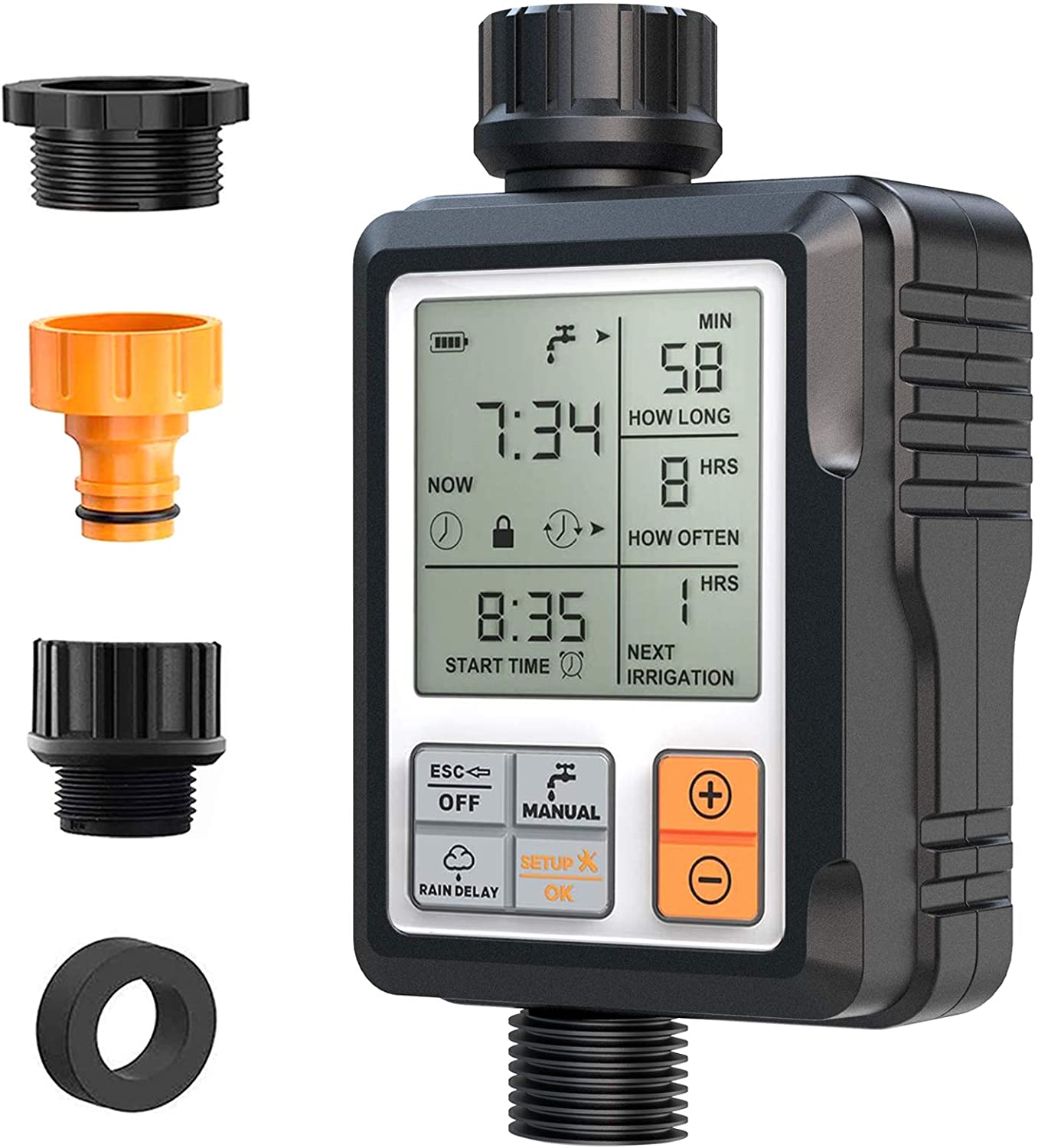 Automatic Programmable Digital Water Timer 3" Large Screen IP65 Waterproof For Garden Lawn Watering System Irrigation Timer: 1pc