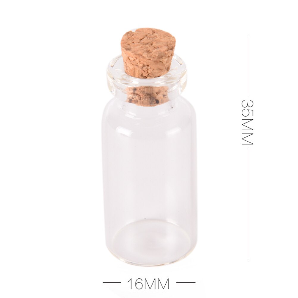 10 stuks 16 x 35mm wensflesjes kerst kleine lege doorzichtige kurk glazen flesjes voor huwelijksdecoratie