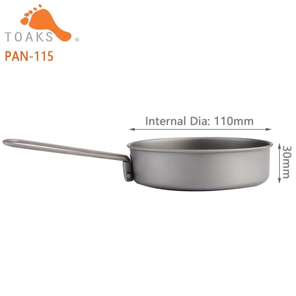 Toaks Titanium Koekenpan Outdoor Camping Picknick Lichtgewicht Apparatuur Gear Pan-115 Pan-130 Pan-145: PAN-115