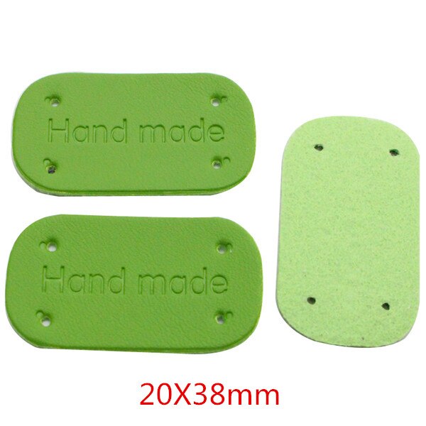 Venta! Al azar, Estilos mixtos, etiqueta de decoración de cuero/hendidura, signo de ropa, apliques, accesorio diy, hecho a mano, 6 uds/12 Uds L0803: Color2Apple green6pc