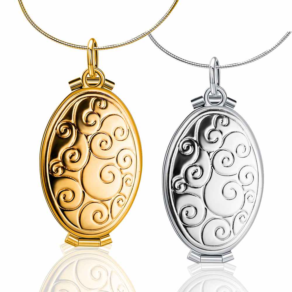 Gold/Silver Color Women Memory Photo Frame Case Jewelry Big Box Necklace & Pendant for Ladies Girls Bijoux Chain