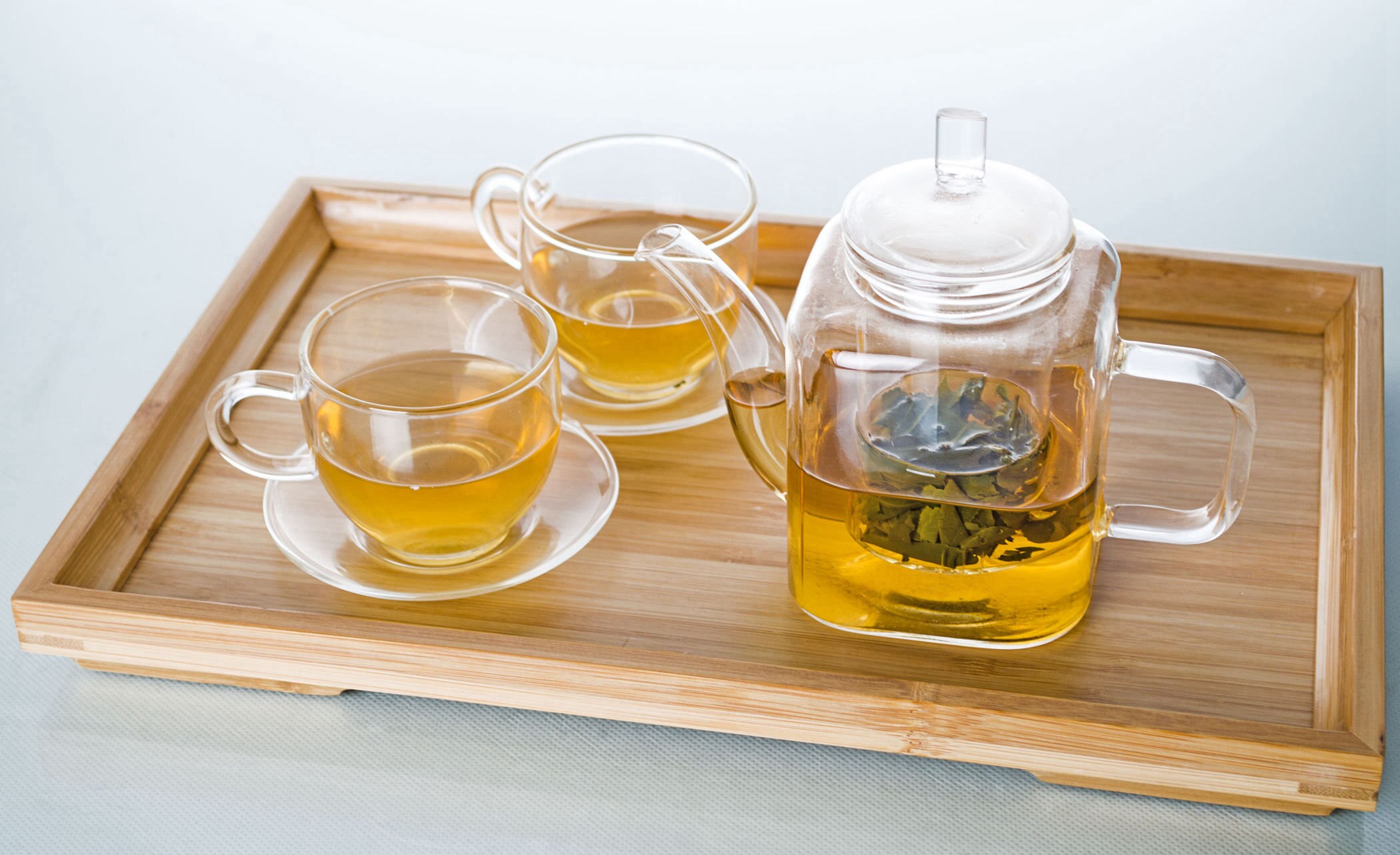 1x 6in1 Kung Fu Coffe Thee Set D- 375Ml Plein Hittebestendige Thee Pot + 2*100Ml Mokken W/Handle + 2 * Kleine Schoteltjes + Bamboe Lade