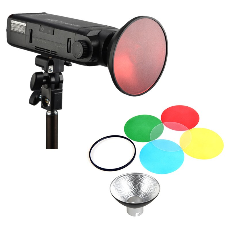 Godox AD-M Standaard Reflector Beauty Dish met Kleur Filter Soft Diffuser voor Godox AD200 AD180 AD360 AD360II Camera Knippert