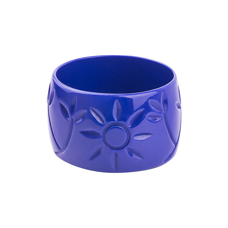 Brazalete de resina de con grabado de flores del sol para mujer, brazaletes de , Pulseras anchas acrílica para mujer, abalorio Simple, joyería para: blue