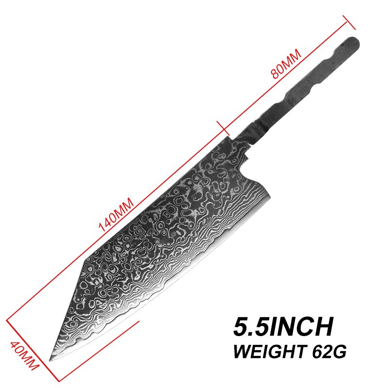 GRANDSHARP Japanese Chef Knifes Blank Blade DIY Damascus Steel VG10 Kitchen Knives Cutlery DIY Knife Making Tool without Handle: 5.5in Kiritsuke