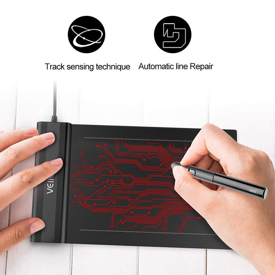 VEIKK – tablette graphique S640 pour dessin Digital, Ultra fine, 6x4 pouces, avec stylet sans batterie