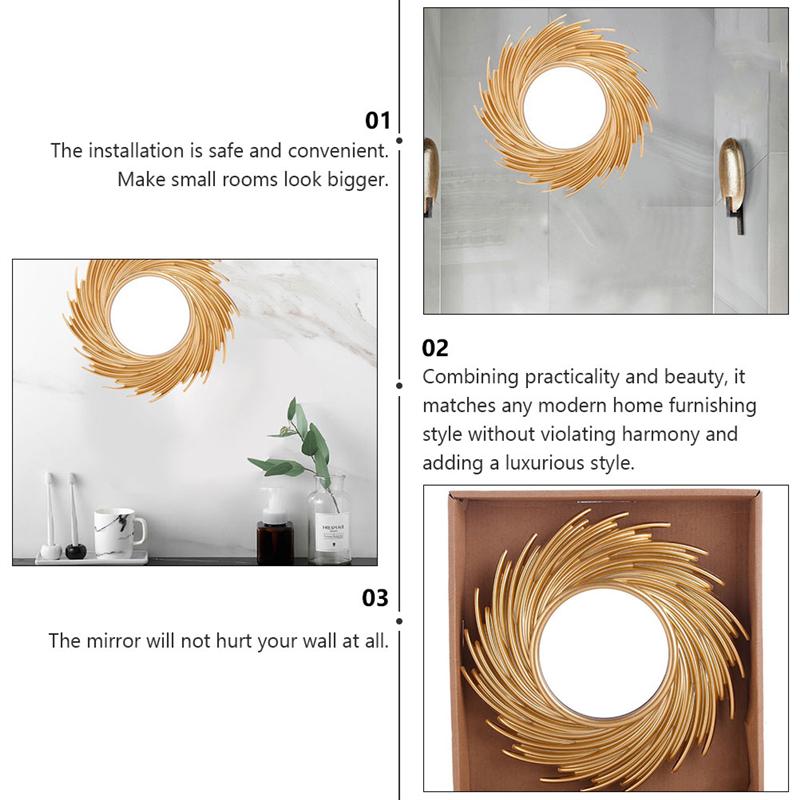 1Pc Bathroom Mirror Plastic Makeup Mirror Wall Hanging Vanity Mirror for Bathroom Wall Hanging Mirror (Orange)