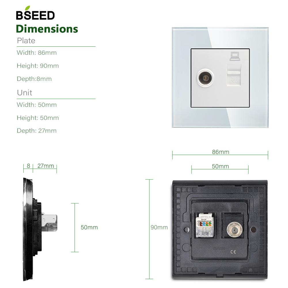 BSEED Wall TV Power Outlet Telphone Wall Socket CAT5 Wall Outlet Sockets