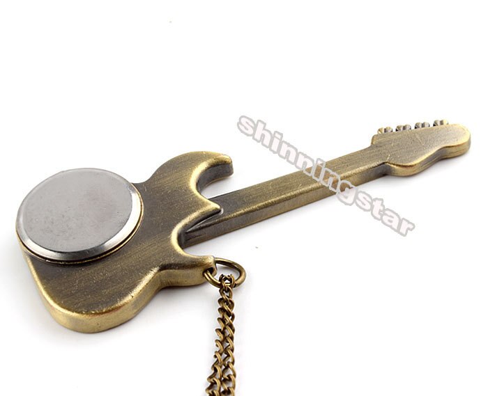 Kleine Zakhorloge Ketting Vrouwen Mode-sieraden Brons Mini Size Gitaar Quartz Pocket Horloges Hanger Meisjes Vrouwen Little