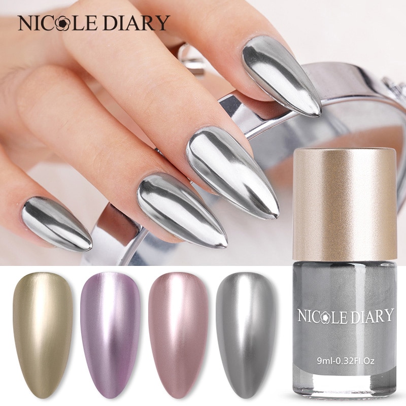Nicole Dagboek 9 Ml Spiegel Effect Metallic Nagellak Paars Rose Goud Zilver Chrome Nail Art Varnish Nagels Lacque Vloeibare