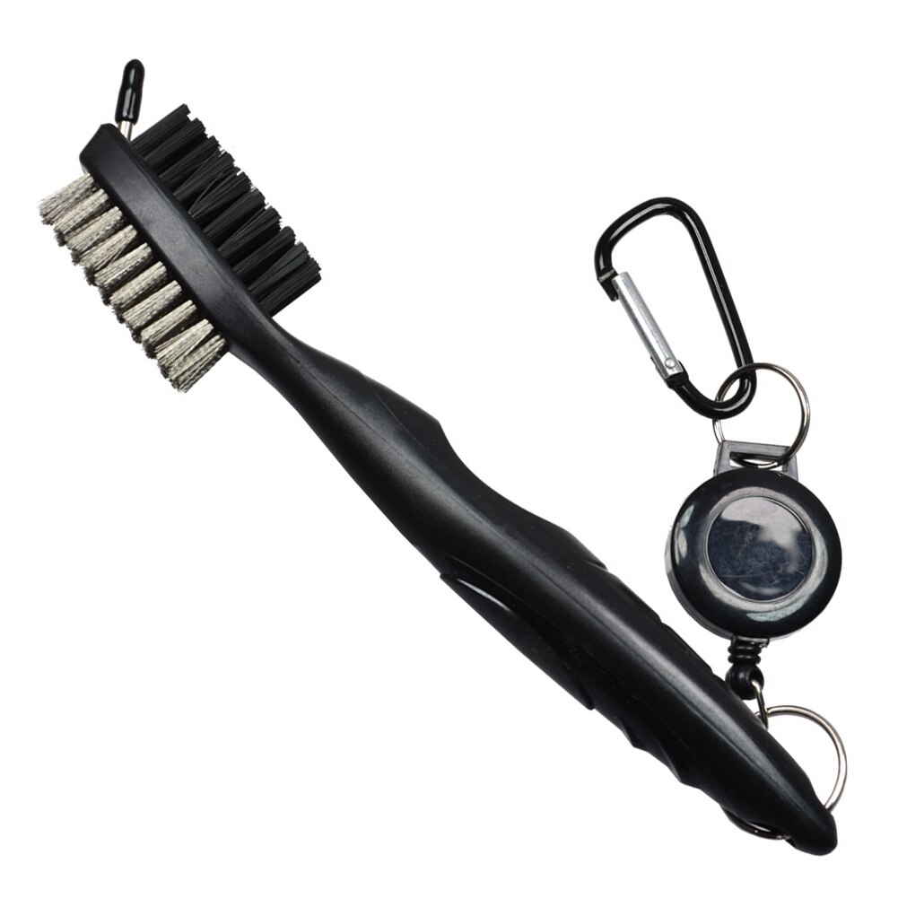 Spazzola per mazze da Golf spazzola per la pulizia della scanalatura da Golf Putter da Golf a 2 lati Kit per la pulizia della scanalatura della sfera del cuneo strumento per la pulizia accessori da Golf: Black