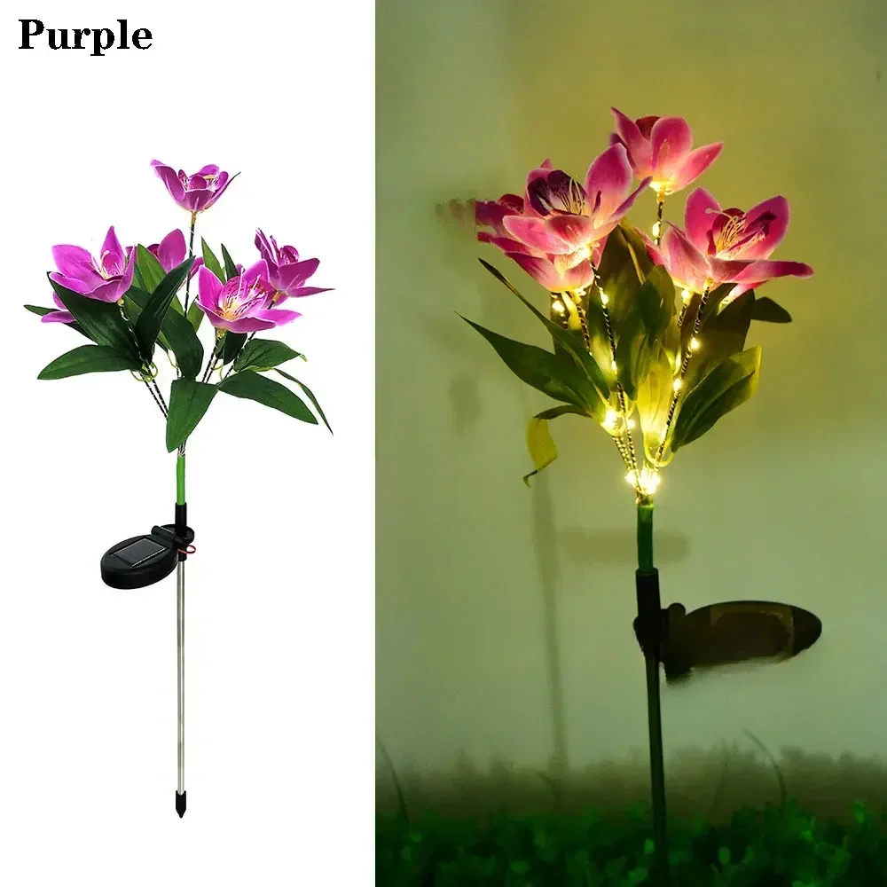 Blumenlandschaft Bodenlichter Künstliche Orchidee Outdoor Solar LED Rasenlampe Garten Sommer Zuhause Hochzeit Dekoration: Sunny Yellow