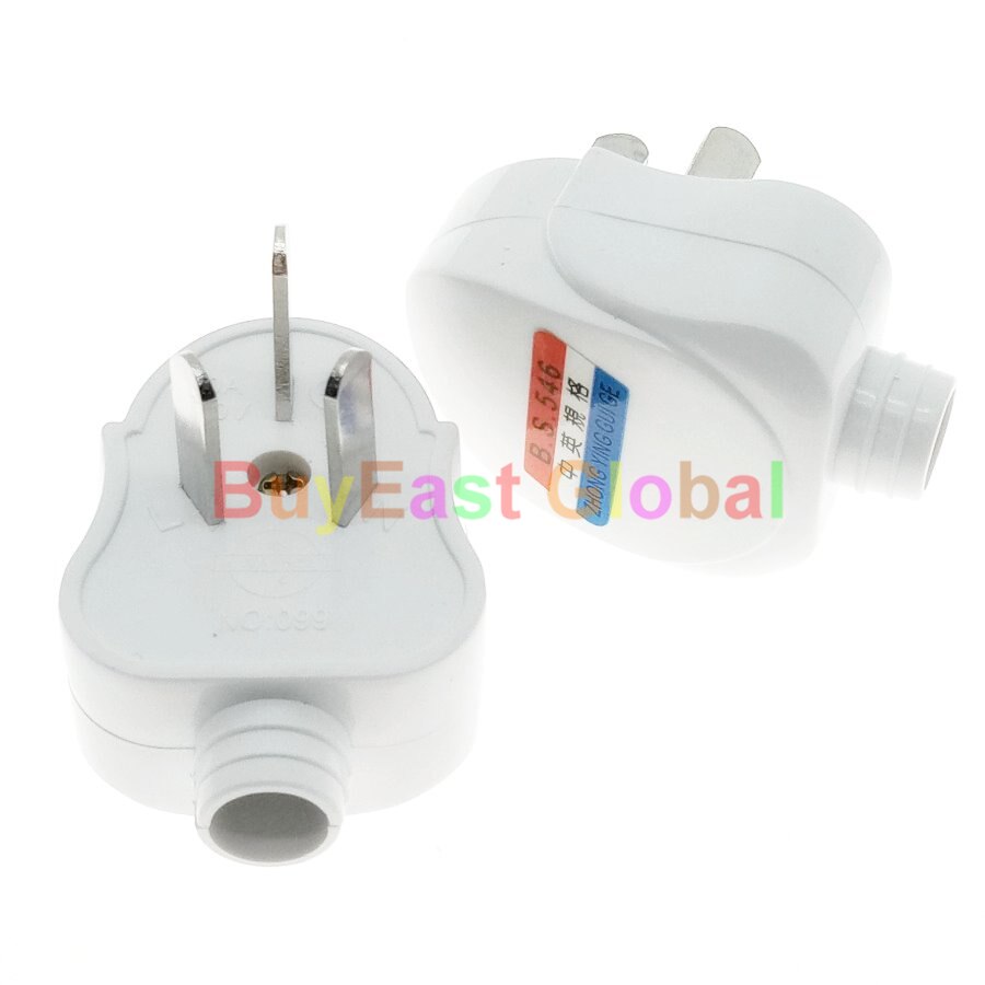 China Standard 3-Pin DIY Rewireable Power Plug AC100~250V 10A White Color