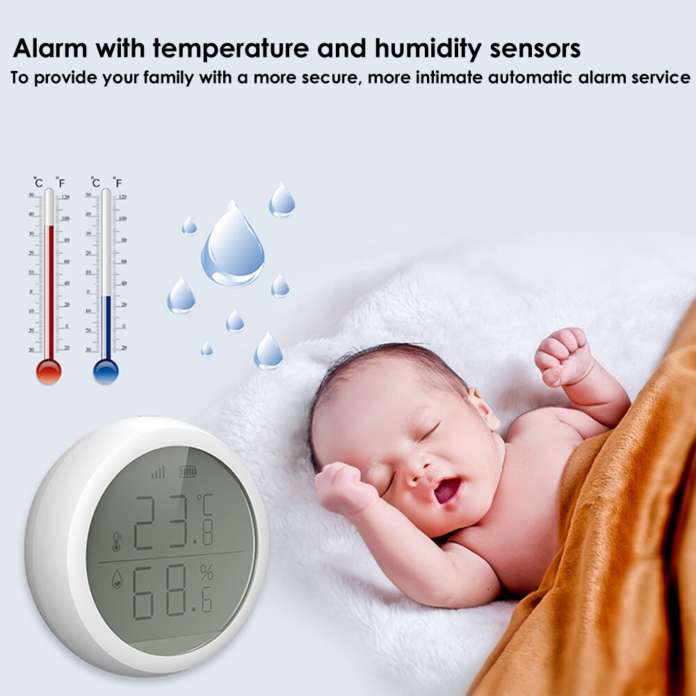 Battery-Powered Smart Home Temperature/Humidity Sensor Wall Thermometer Wall Hanging Hygrothermograph Monitor