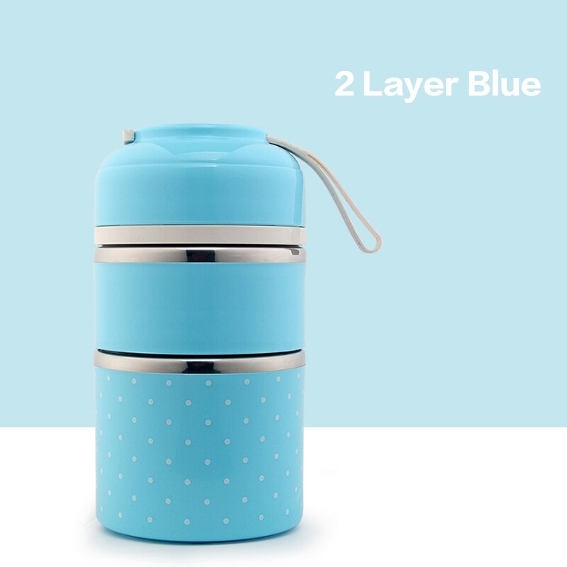 Leuke Japanse Lunchbox Voor Kids Portable Outdoor Rvs Bento Box Lekvrije Voedsel Container Keuken Voedsel Doos: blue 2 Layer / Without Bag