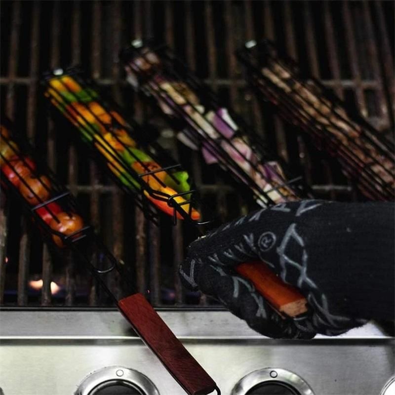 Red de barbacoa cuadrada, 1 Uds., mallas de malla de acero inoxidable, parrilla de barbacoa portátil para exteriores, herramientas de Clip, accesorios de cocina