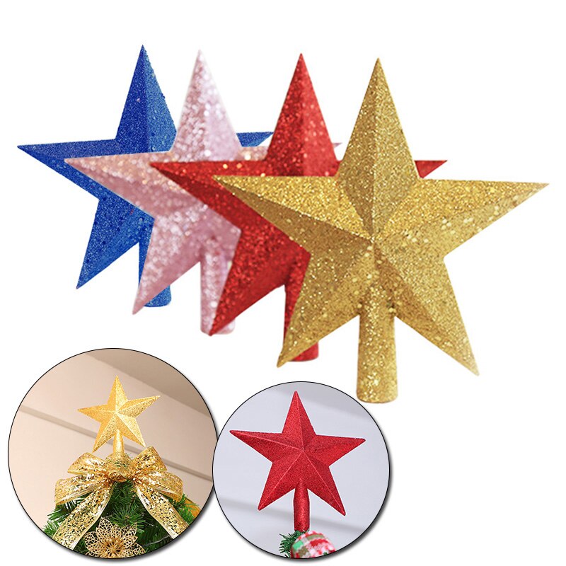 10/15/20cm Christmas Decor Xmas Tree Top Star Five-Pointed Star Ornament Christmas Tree Topper Pendant Party Decor