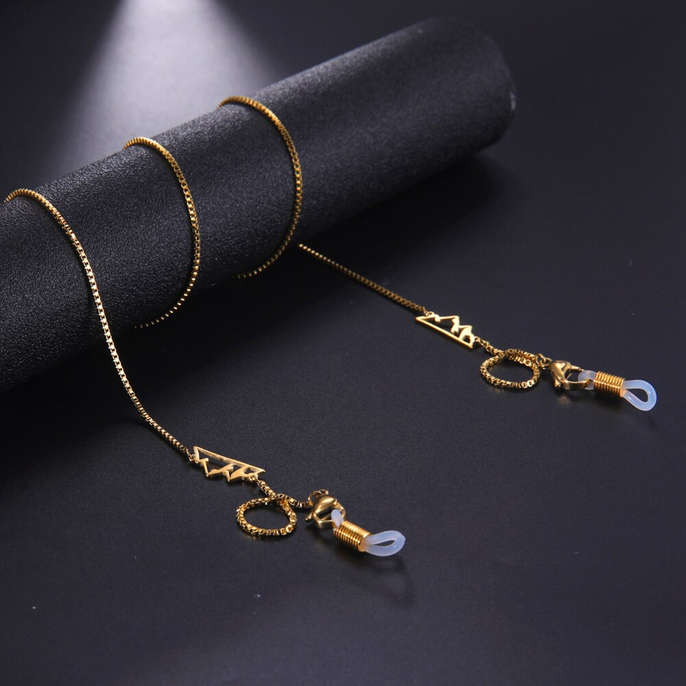 Skyrim Mountain Pendant Mask Chain Glasses Lanyard Stainless Steel Sunglasses Chains Eyewear Neck Strap Rope Women Men: Mountain Gold