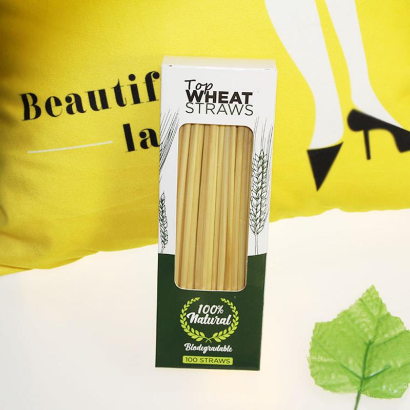 100 Pcs Natuurlijke Tarwe Stro Biologisch Afbreekbare Rietjes Milieuvriendelijke Draagbare Rietje Bar Keuken Eten Drinken Gereedschap