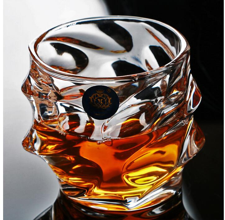 JINZHI Hand-Cut Crystal Whiskey Glass - 7oz Diamond Shape - Clear - Engraved - Studio Crafted