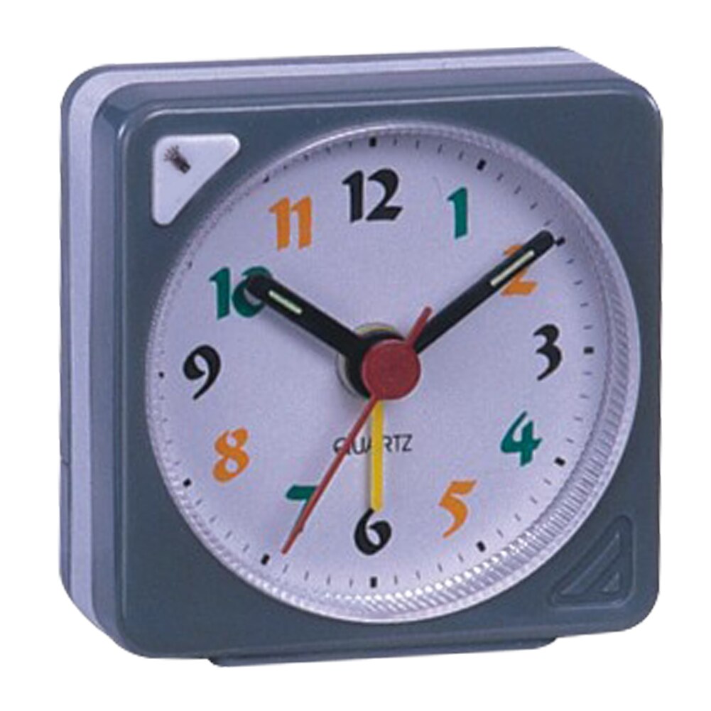 Plastic Nightlight Non Ticking Bedroom Mini Snooze Travel Desktop Battery Operated Home Decoration Alarm Clock: Grey