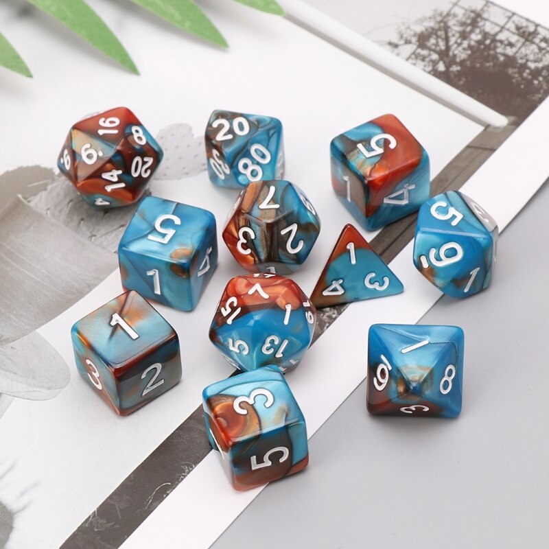 11 pces dados d4 d6 d8 d10 d12 d20 para rpg dnd & d conjunto