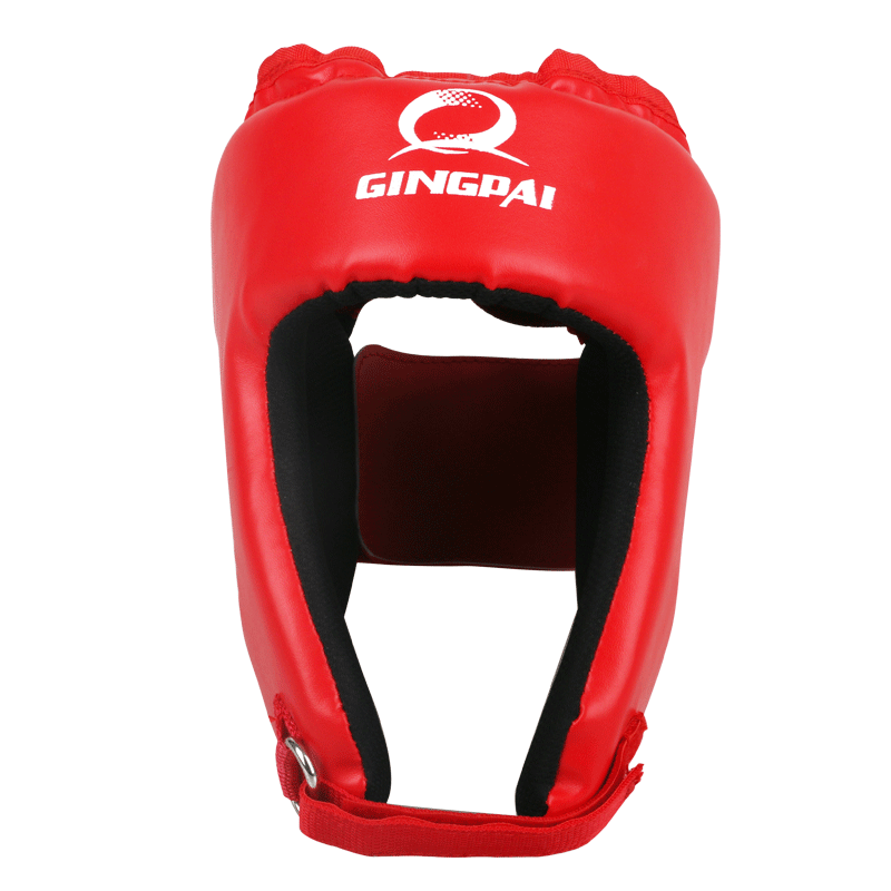 Gingpai bokse sanda hjelm pu læder muay thai træning hovedbeskytter karate taekwondo hovedbeskytter rød blå sort