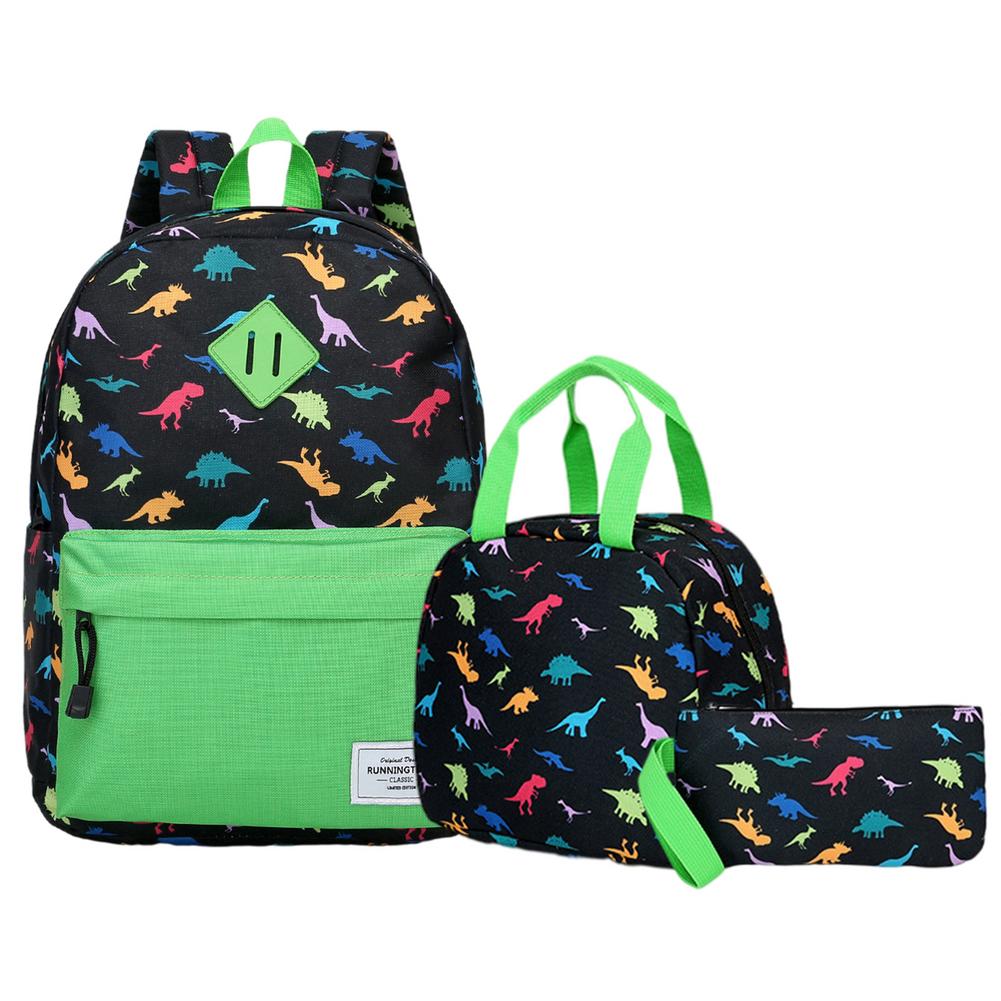 3Pcs Leuke Dinosaurus Rugzak Voor Kinderen, Jongens Voorschoolse Rugzak Met Lunchbox Peuter Kleuterschool School Boekentas Set